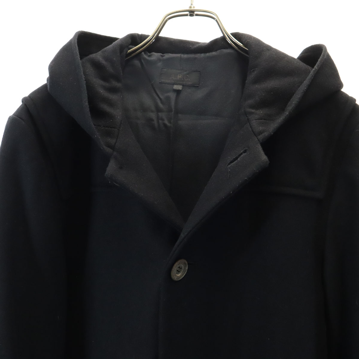 Used A.P.C. Made in France Hooded Wool coat S black Men's | eBay