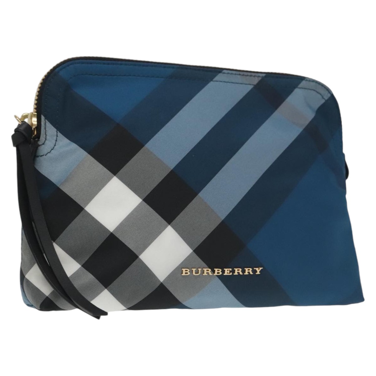 ●no content.● 180. Square multi bag _ Navy check BURBERRY Nova Check Pouch Nylon Blue Gold Auth 101221V | eBay