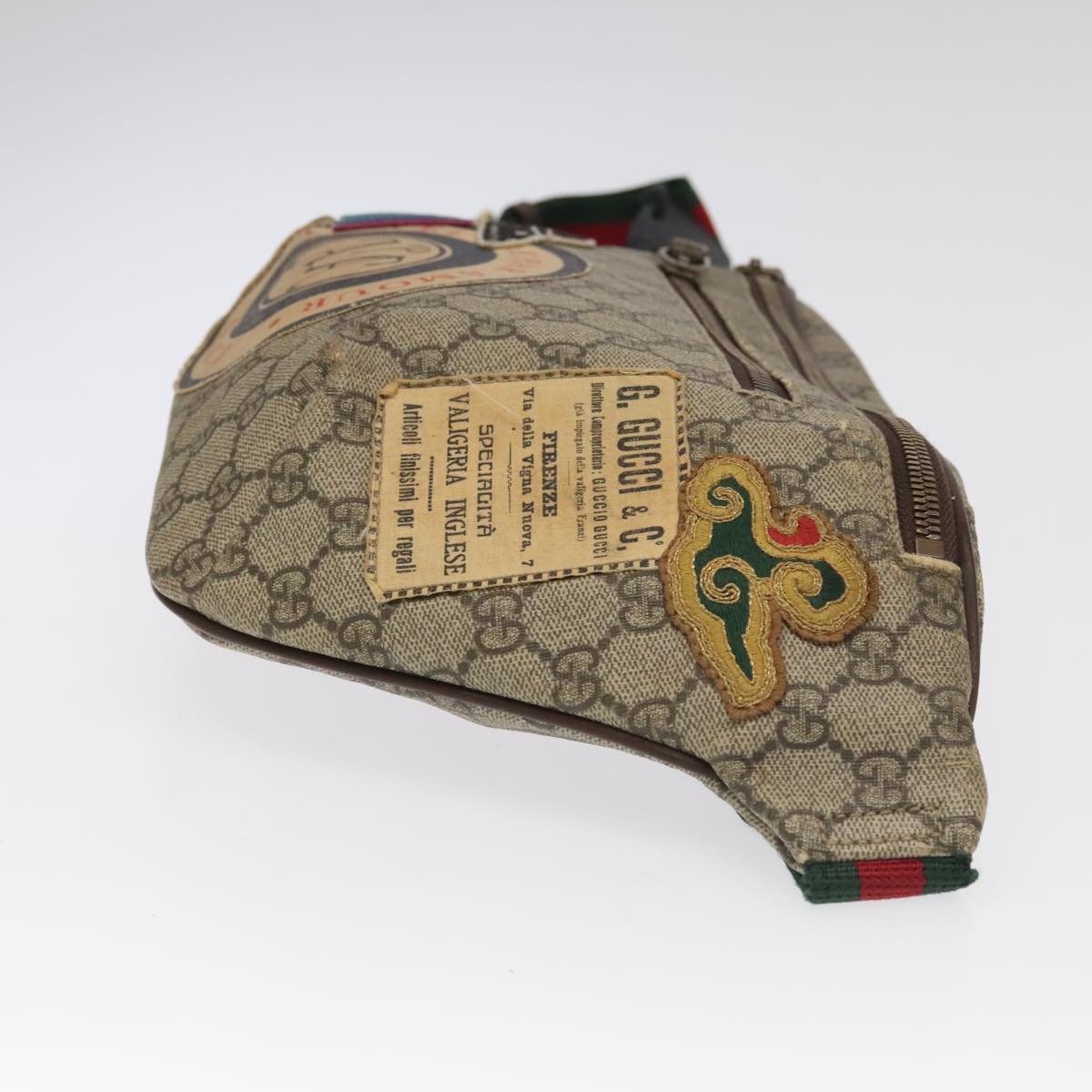 GUCCI GG Supreme Web Sherry Line Body Bag PVC Beige Red