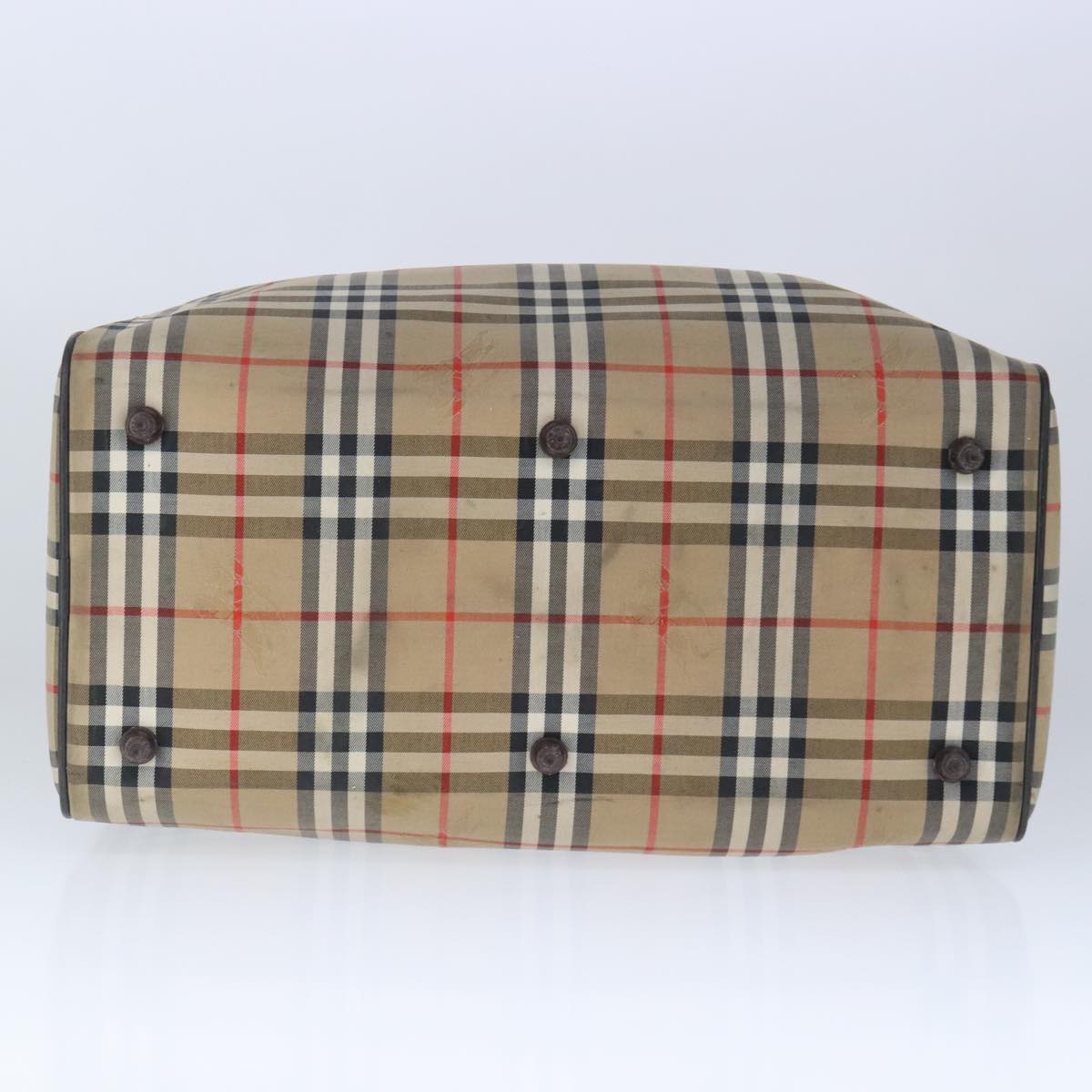 バーバリー チェック キャンバス レザー ボストンバッグ Burberrys Nova Check Boston Bag Canvas Leather Beige Auth