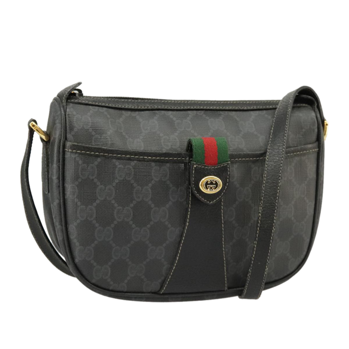 【GUCCI】GG SHOULDER BAG GUCCI GG Supreme Web Sherry Line Shoulder Bag PVC Black 89