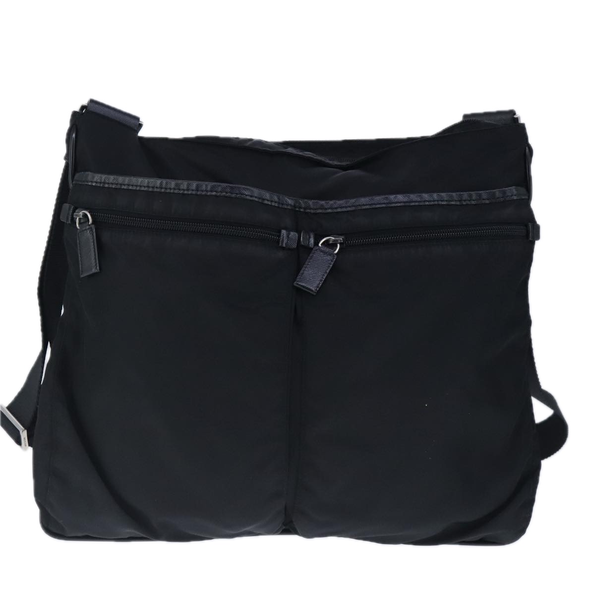 PRADA Shoulder Bag Nylon Black Silver Auth 102618 | eBay
