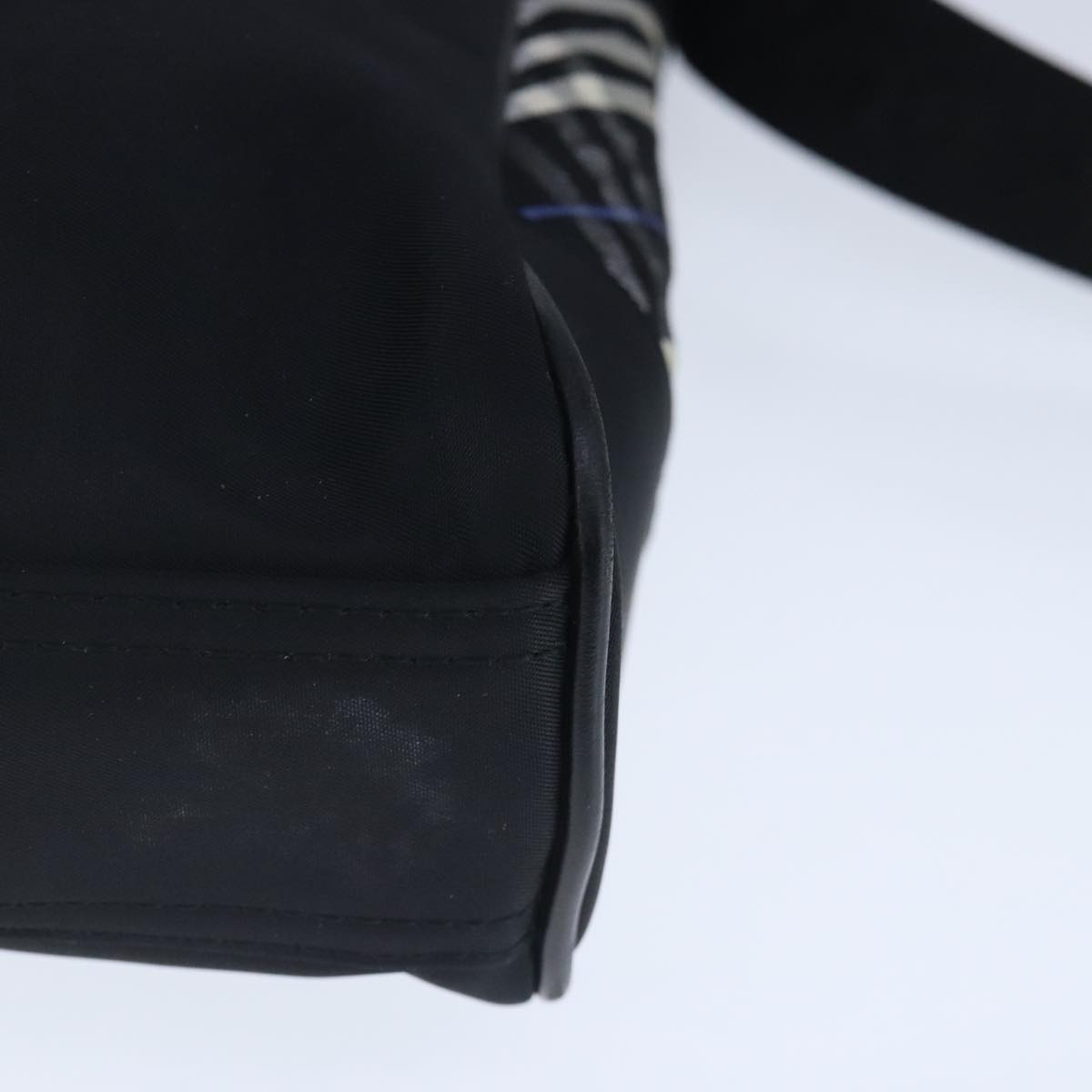 BURBERRY Black label Shoulder Bag Nylon Black Silver Auth