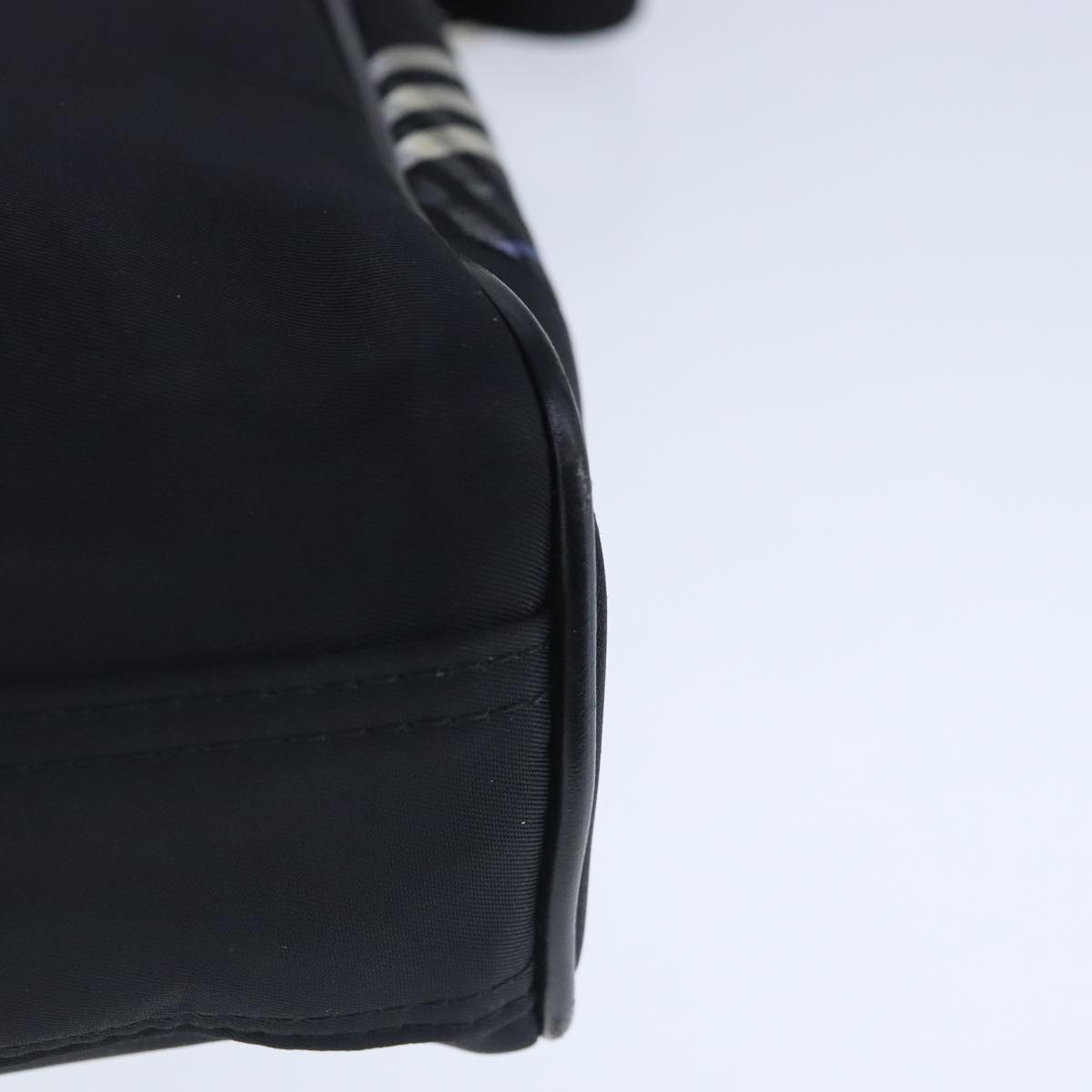 BURBERRY Black label Shoulder Bag Nylon Black Silver Auth
