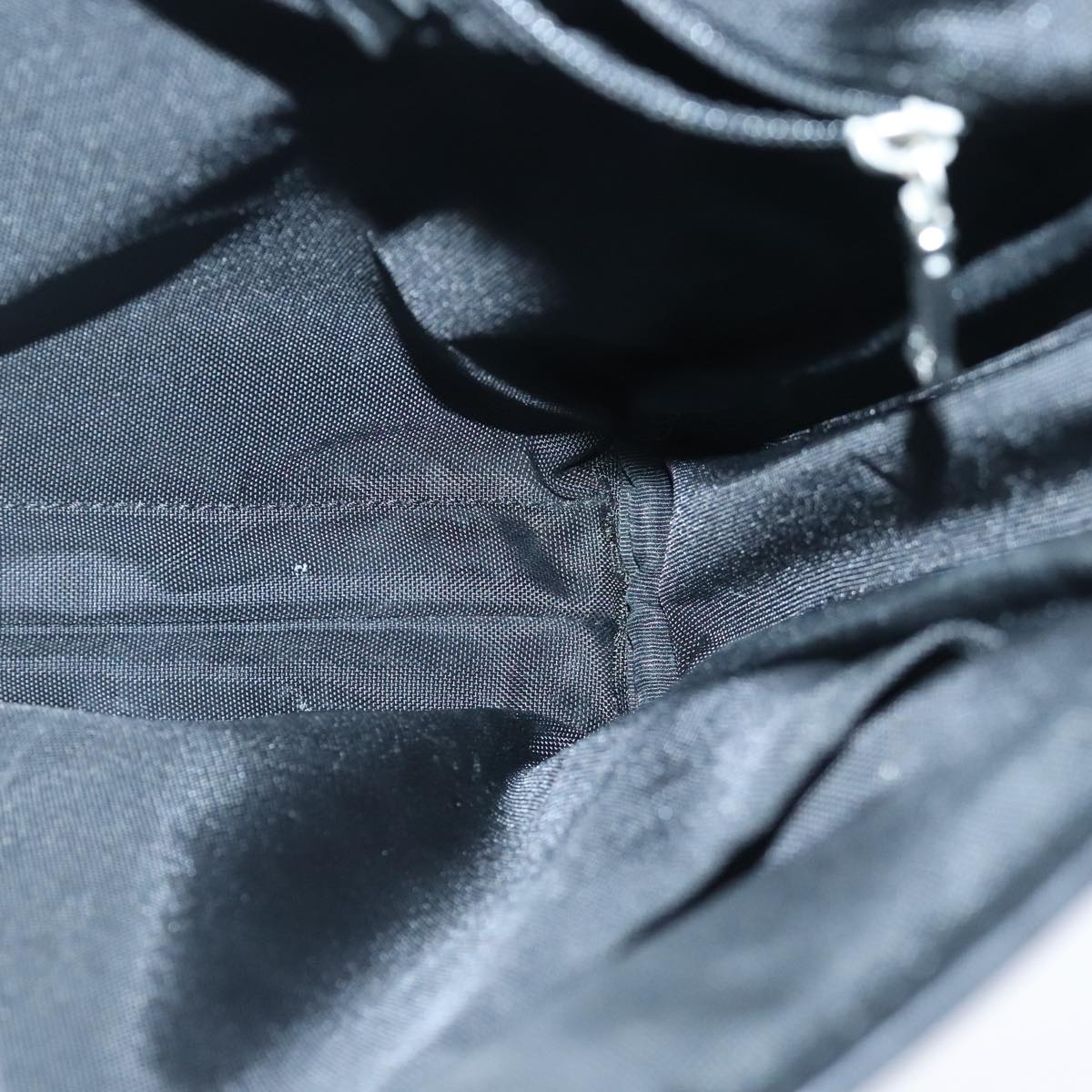 BURBERRY Black label Shoulder Bag Nylon Black Silver Auth
