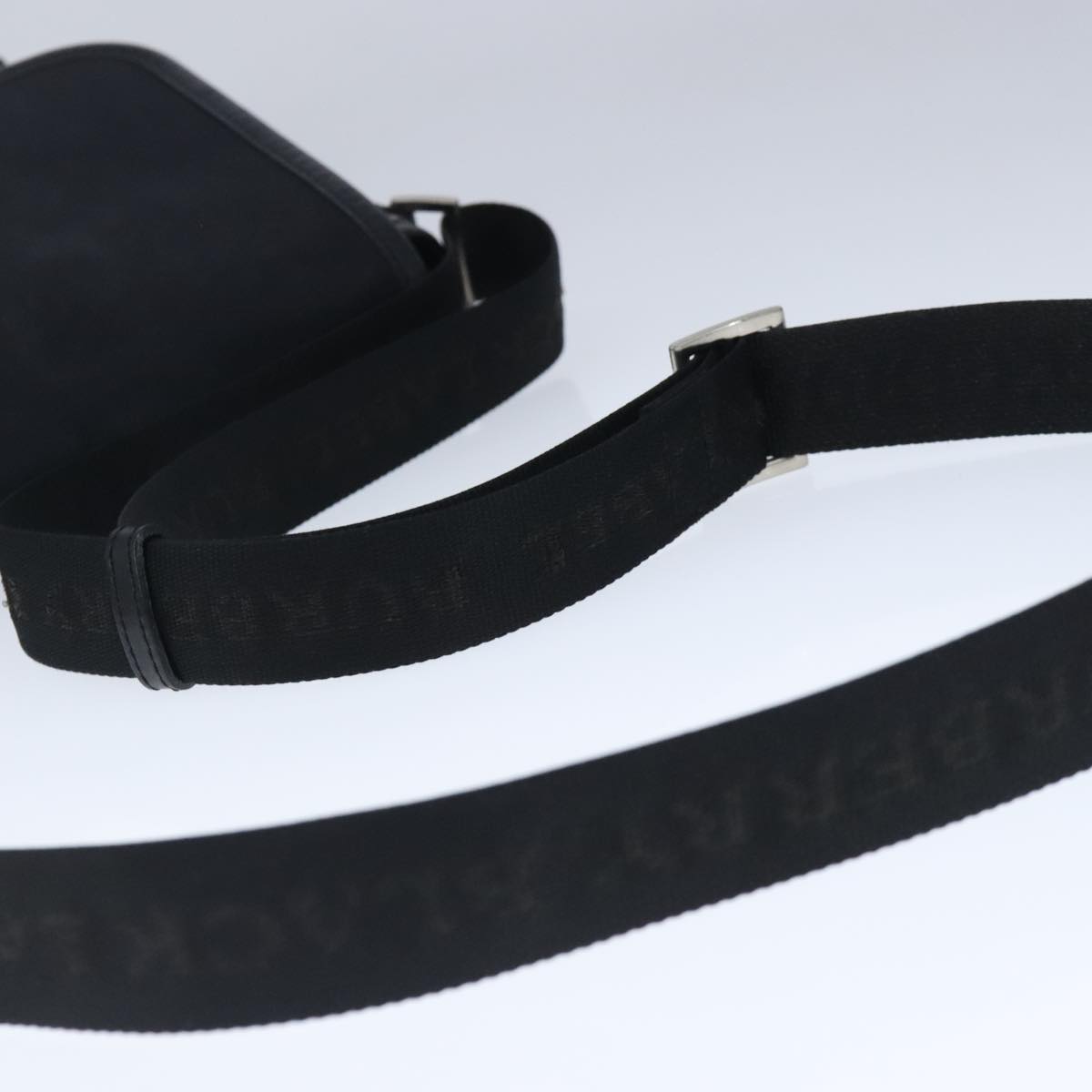 BURBERRY Black label Shoulder Bag Nylon Black Silver Auth
