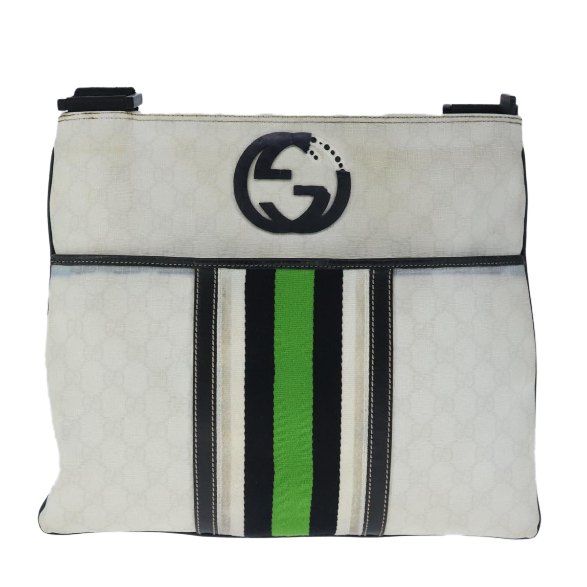 【送料込み】SALE!!Gucciグッチ♪NADELINE GUCCI GG Supreme Sherry Line Shoulder Bag PVC Green White