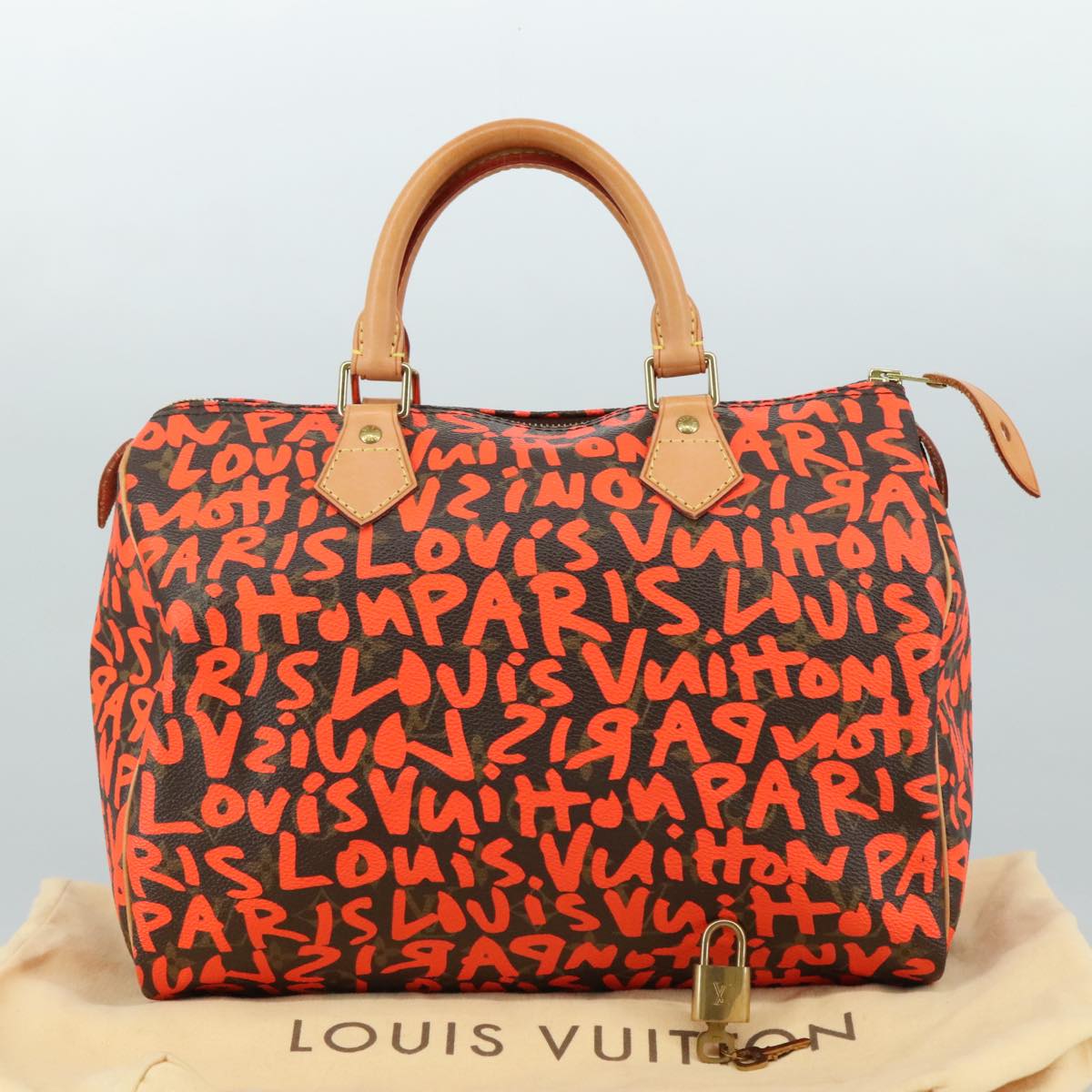 LOUIS VUITTON Monogram Graffiti Speedy 30 Hand Bag Orange M93705