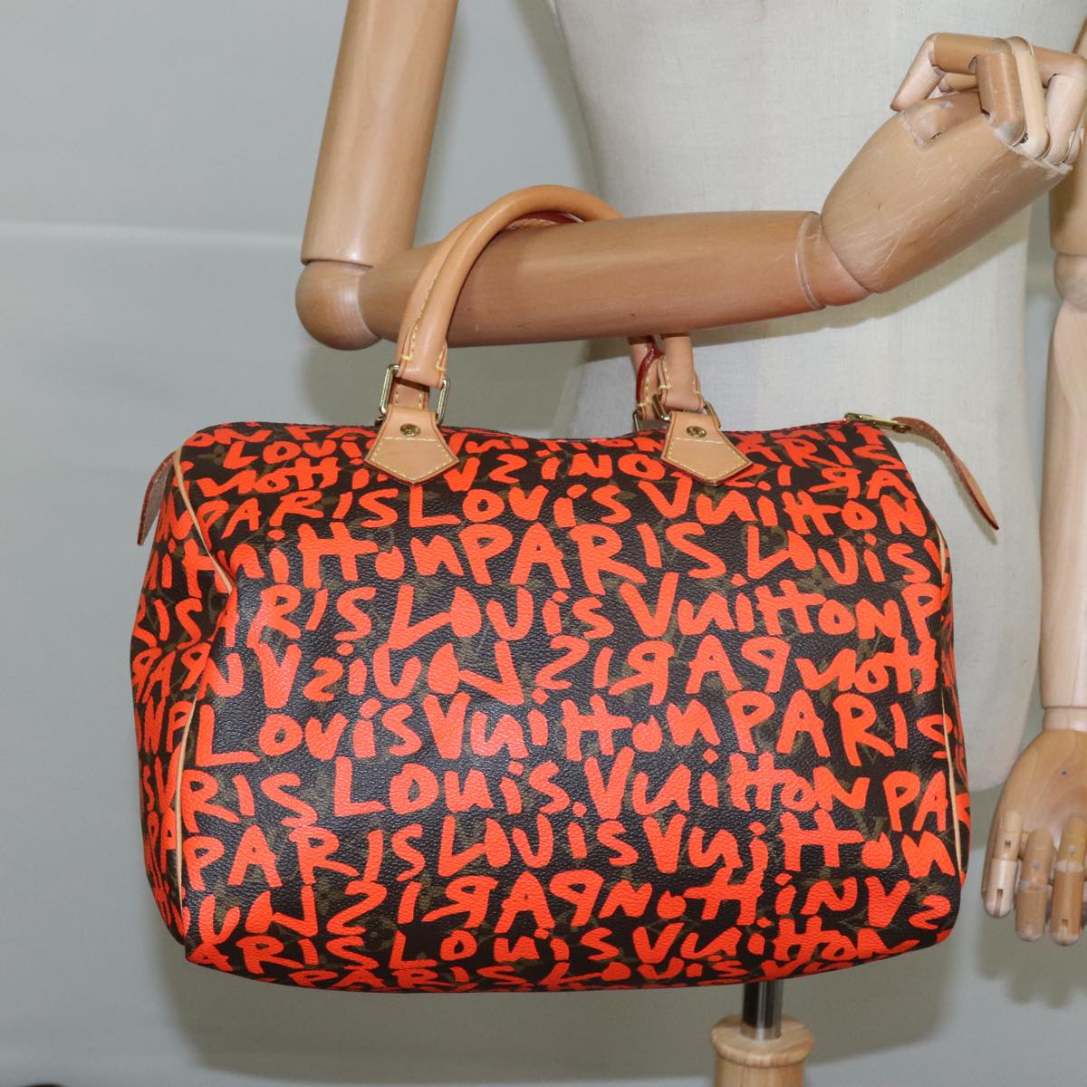 LOUIS VUITTON Monogram Graffiti Speedy 30 Hand Bag Orange M93705