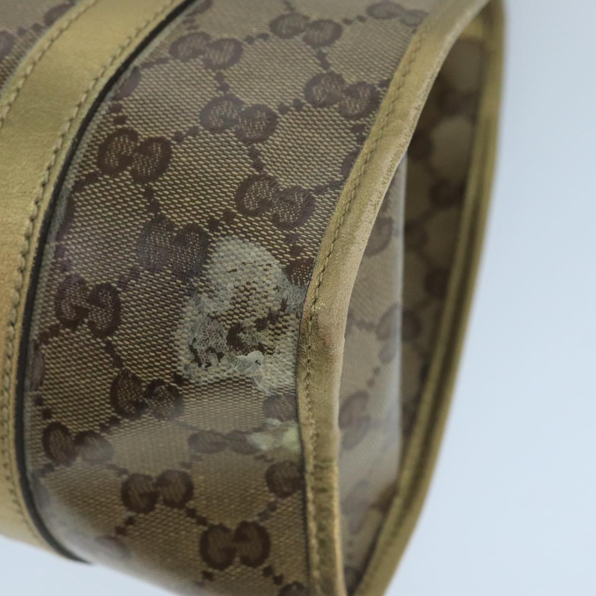 GUCCI GG Crystal Jackie Hand Bag Gold Tone Gold 203494 Auth