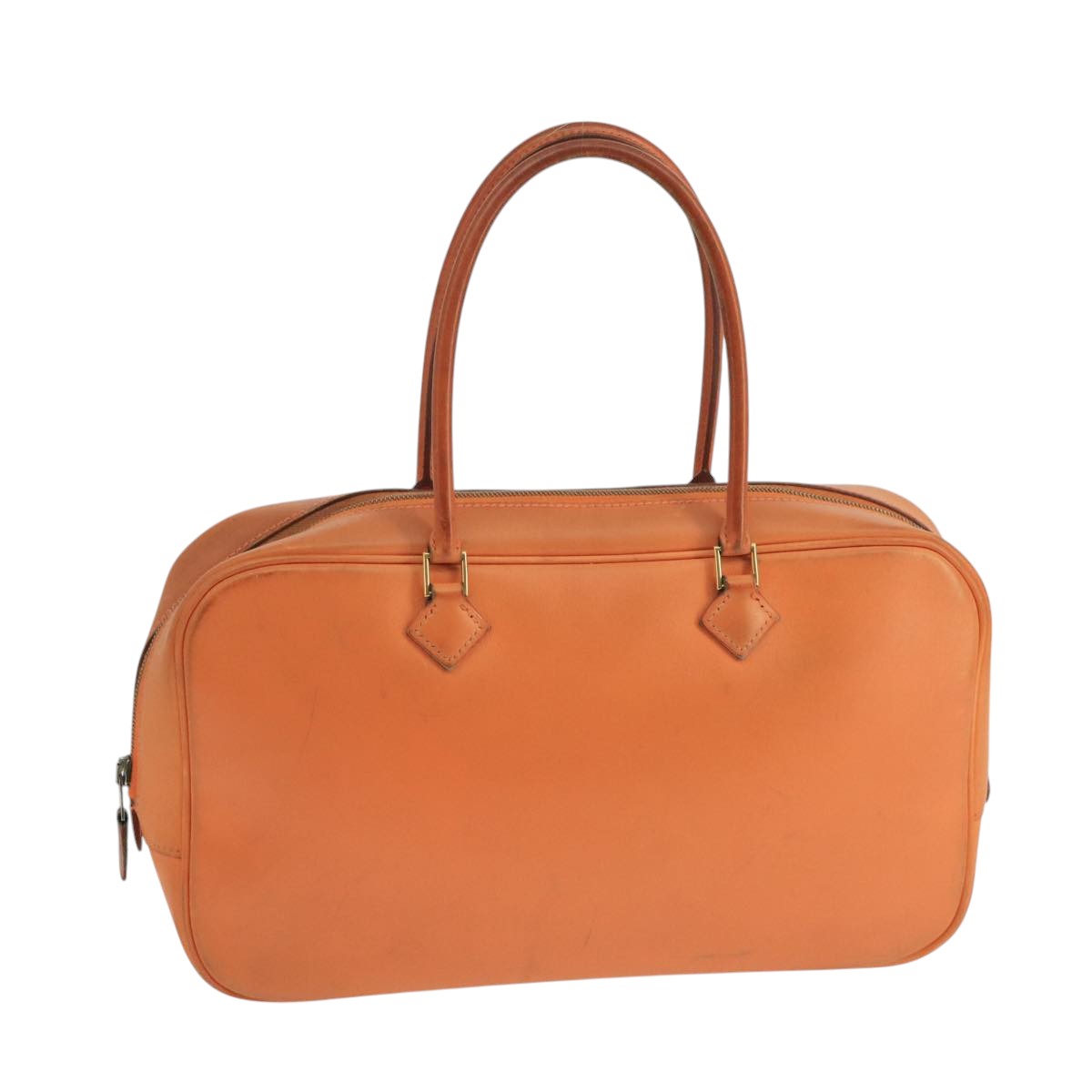 HERMES Purum 28 Hand Bag Leather Orange Auth 104993