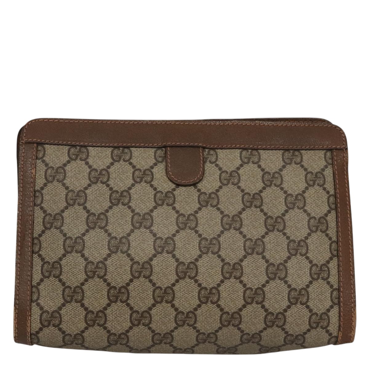 GUCCI GG Supreme Web Sherry Line Clutch Bag PVC Beige Green Red