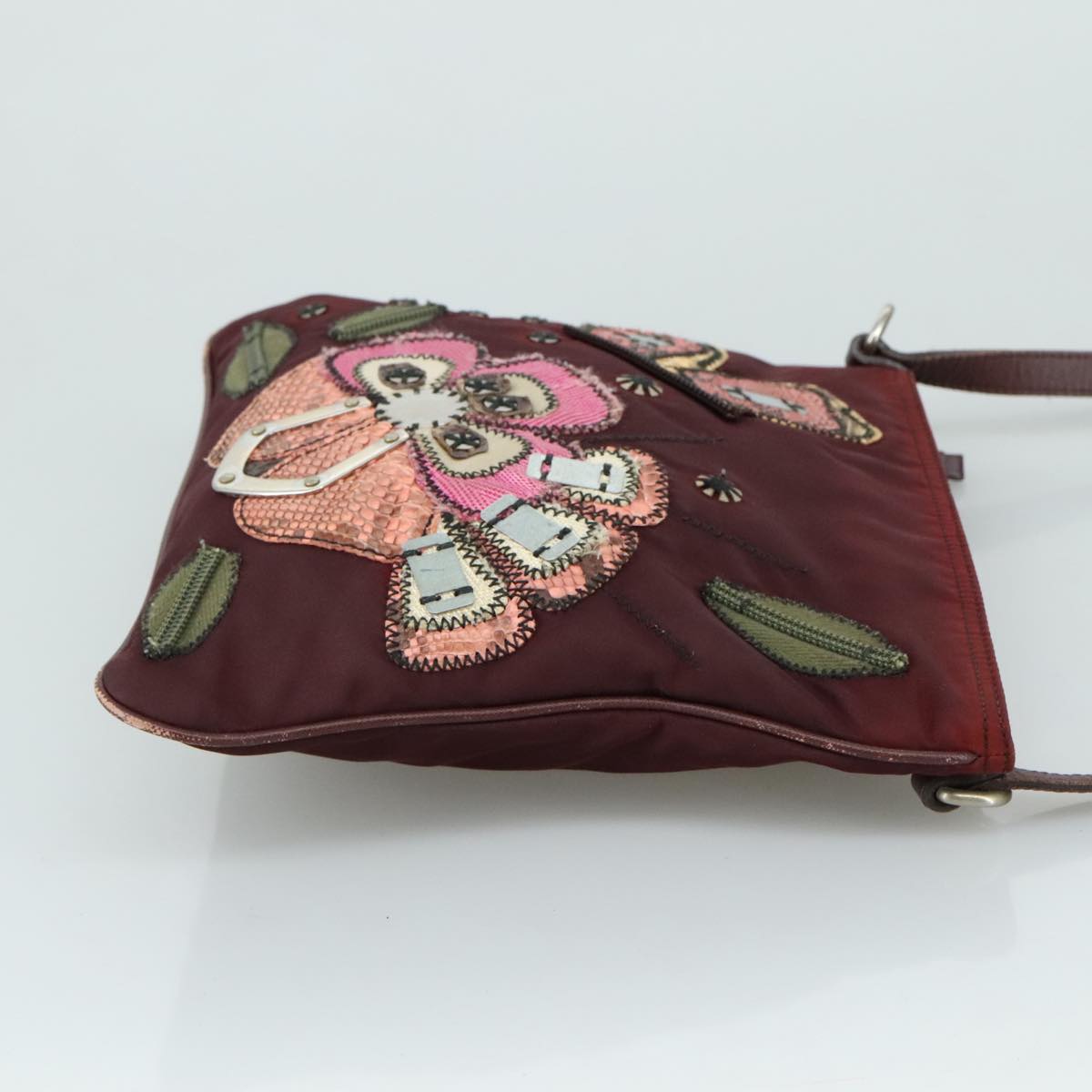 バッグ FW1999 PRADA FLOWER SHOULDER BAG PRADA Shoulder Bag Brown Flower FW1999 Canvas Leather Used