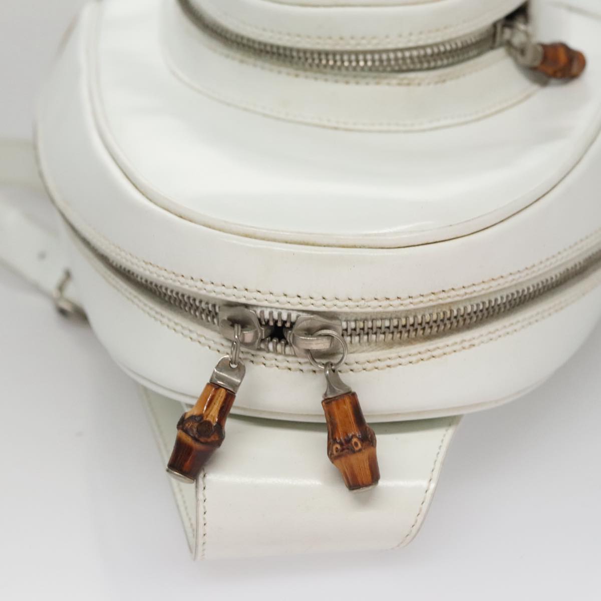GUCCI Authentic White Leather Bamboo Backpack Bamboo leather backpack Gucci White in Leather - 41564026 main image 4