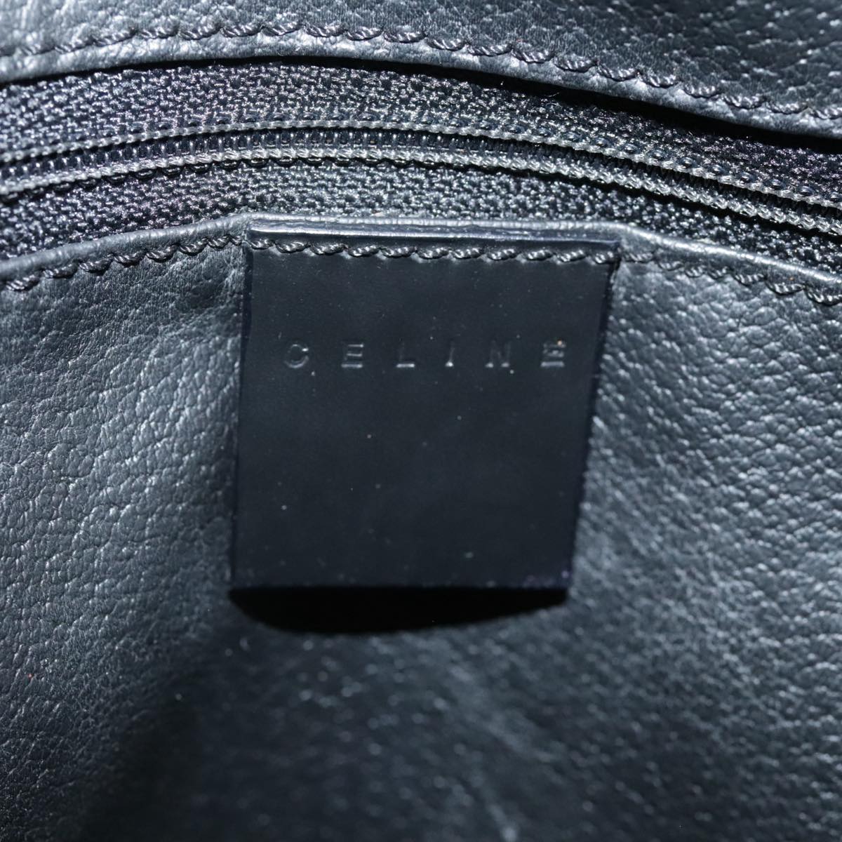 CELINE Macadam Canvas Backpack PVC Leather Black Silver Auth 