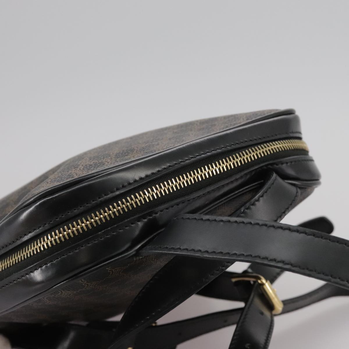 CELINE Macadam Canvas Backpack PVC Leather Black Silver Auth 105774 Céline CELINE Macadam Canvas Backpack PVC Leather Brown Gold  main image 4