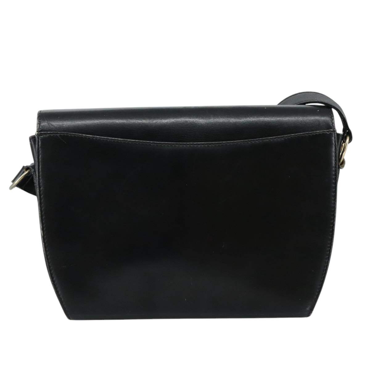 Salvatore Ferragamo Gancini Shoulder Bag Leather Black Auth