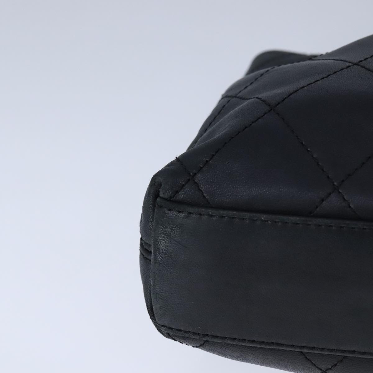 CHANEL Matelasse Bamboo Hand Bag Lamb Skin Black Gold CC CHANEL Matelasse Bamboo Hand Bag Lamb Skin Black Gold CC