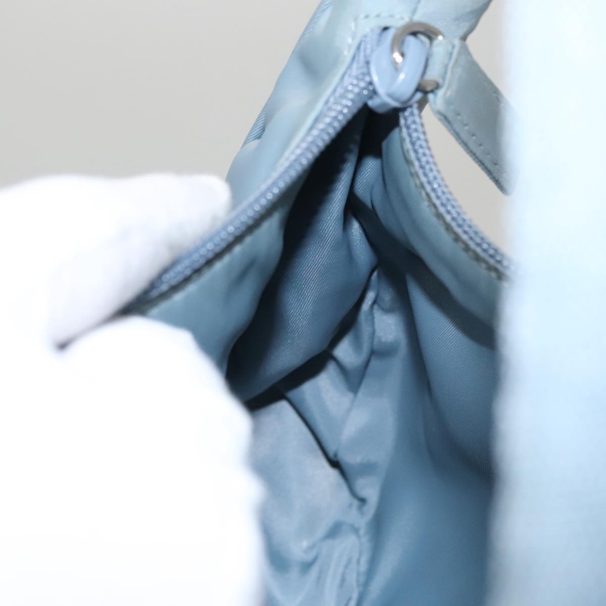 PRADA Accessory Pouch Nylon Light Blue Auth 107212 | eBay