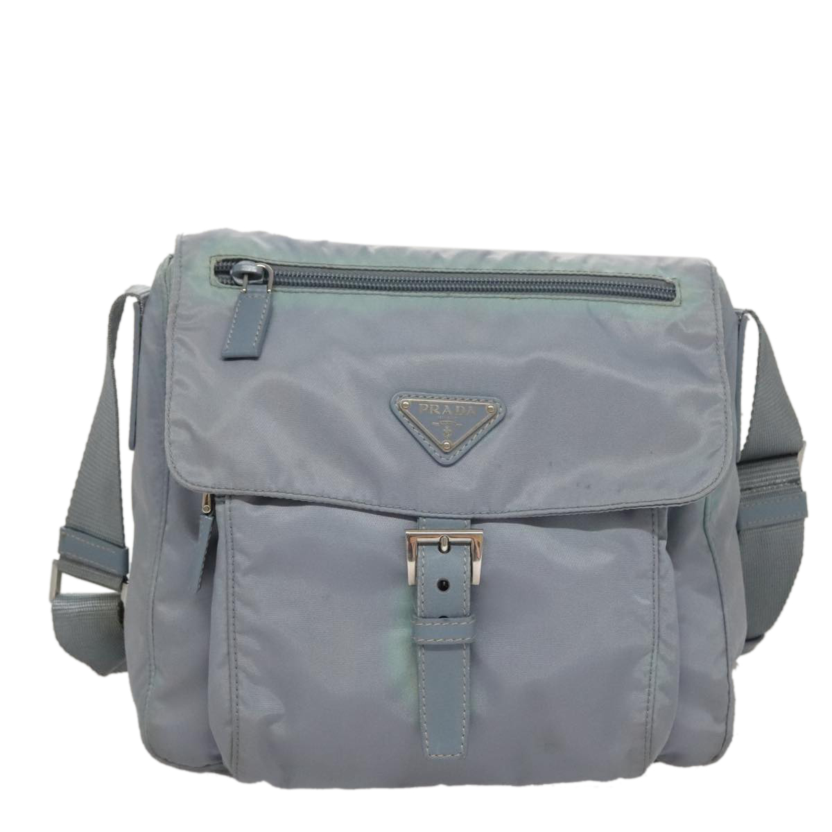PRADA Shoulder Bag Nylon Light Blue Silver Auth 107217 | eBay