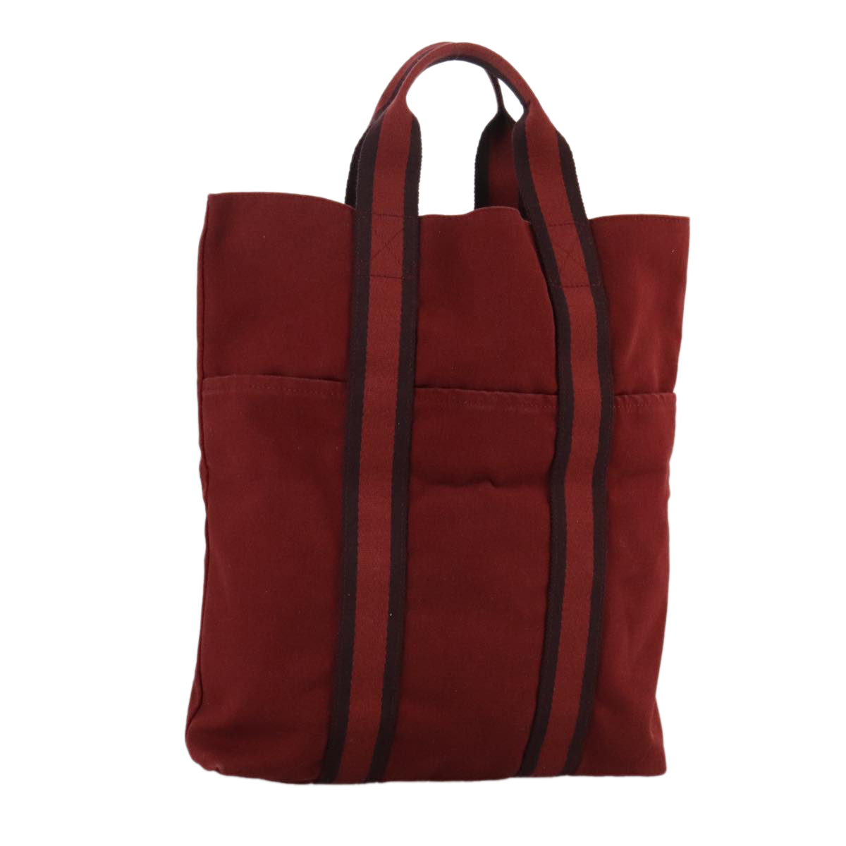 HERMES Fourre Tout Cabass Tote Bag Canvas Red Auth 107268