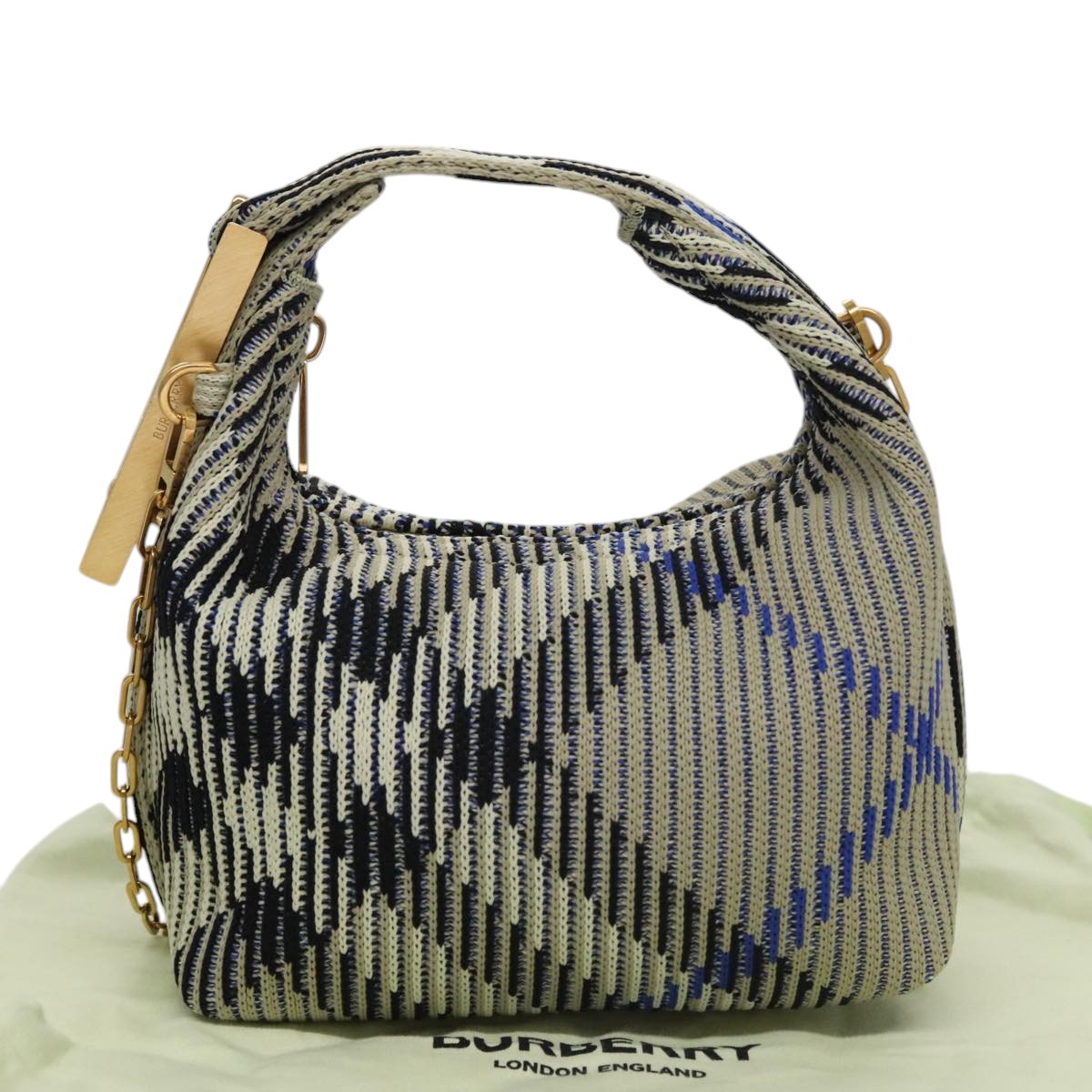 BURBERRY Mini Peg Duffle Bag Chain Hand Bag Gray Auth