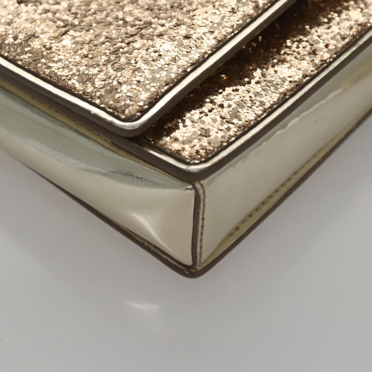 Salvatore Ferragamo Shoulder Bag Sequin 2way Gold Auth