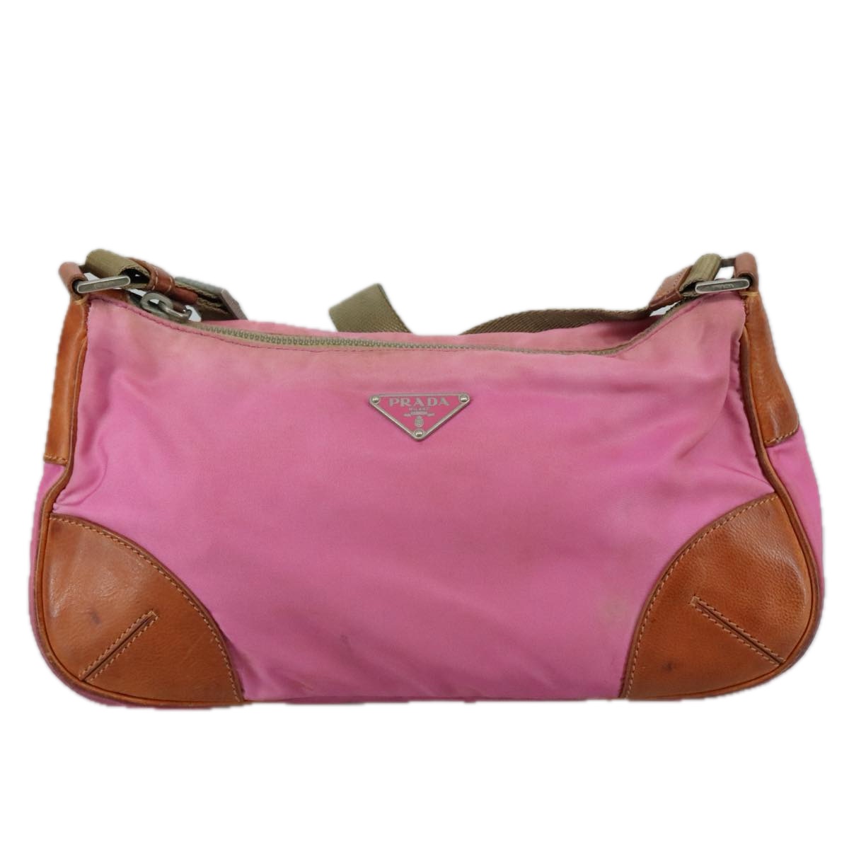 PRADA Shoulder Bag Nylon Pink Beige Silver Auth 108330 | eBay