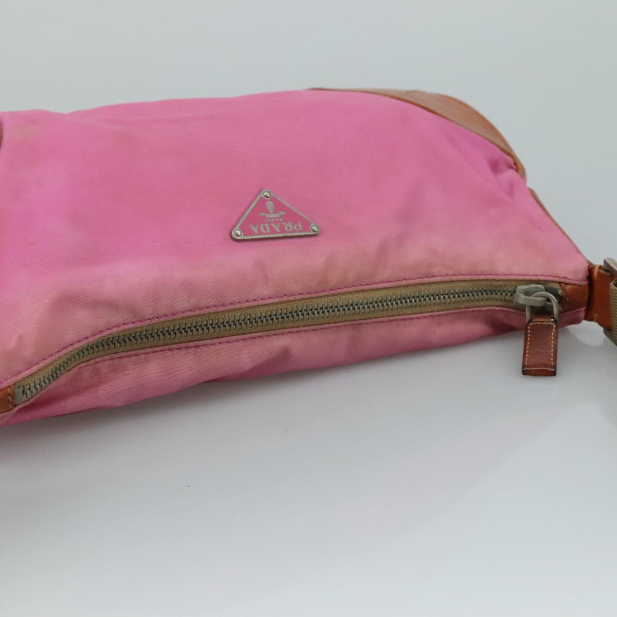 PRADA Shoulder Bag Nylon Pink Beige Silver Auth 108330 | eBay