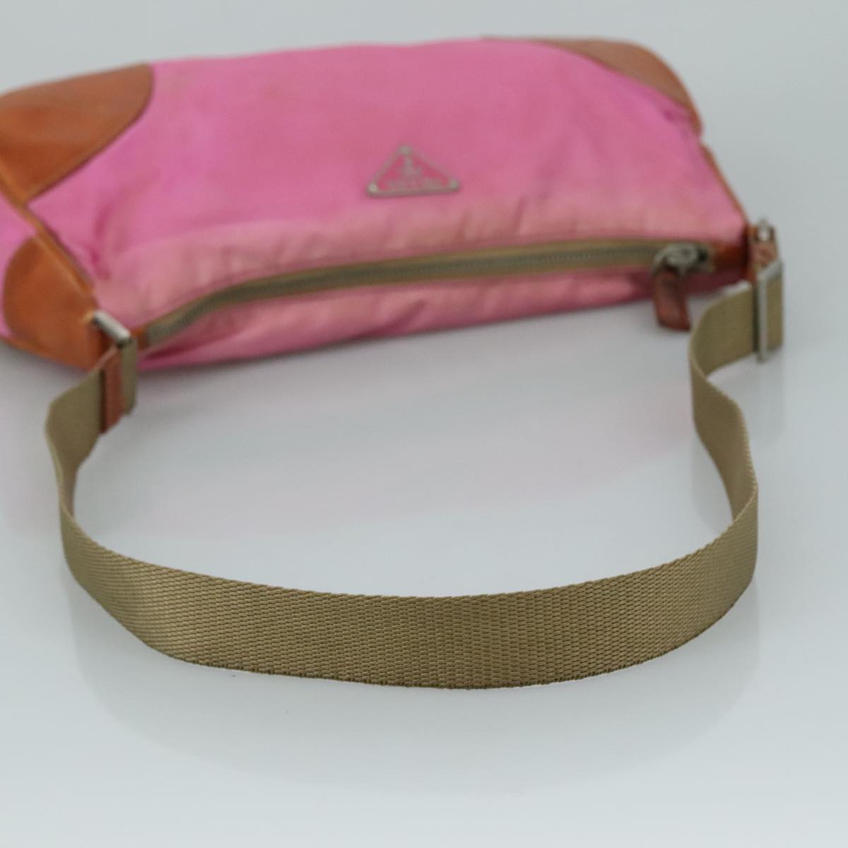 PRADA Shoulder Bag Nylon Pink Beige Silver Auth 108330 | eBay