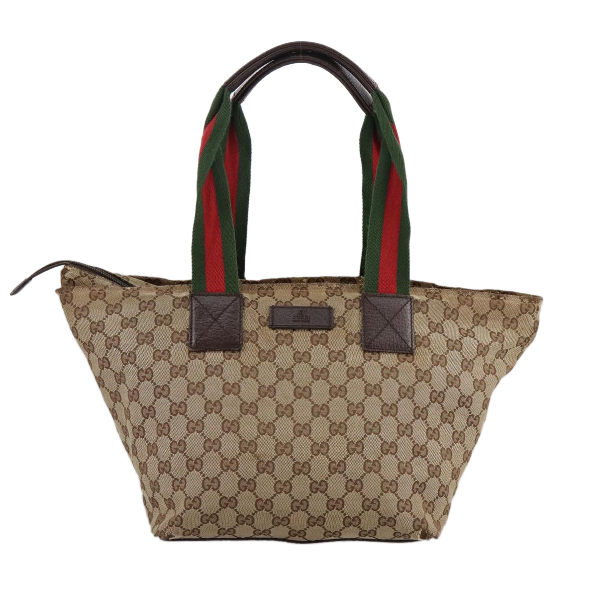 GUCCI GG Canvas Web Sherry Line Tote Bag Beige Silver 131230