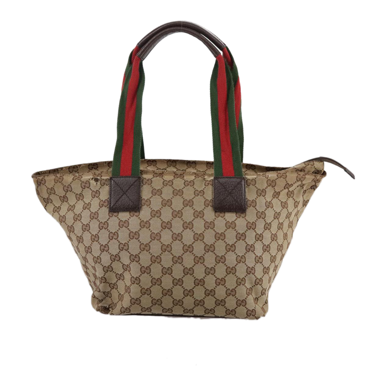 GUCCI GG Canvas Web Sherry Line Tote Bag Beige Silver 131230
