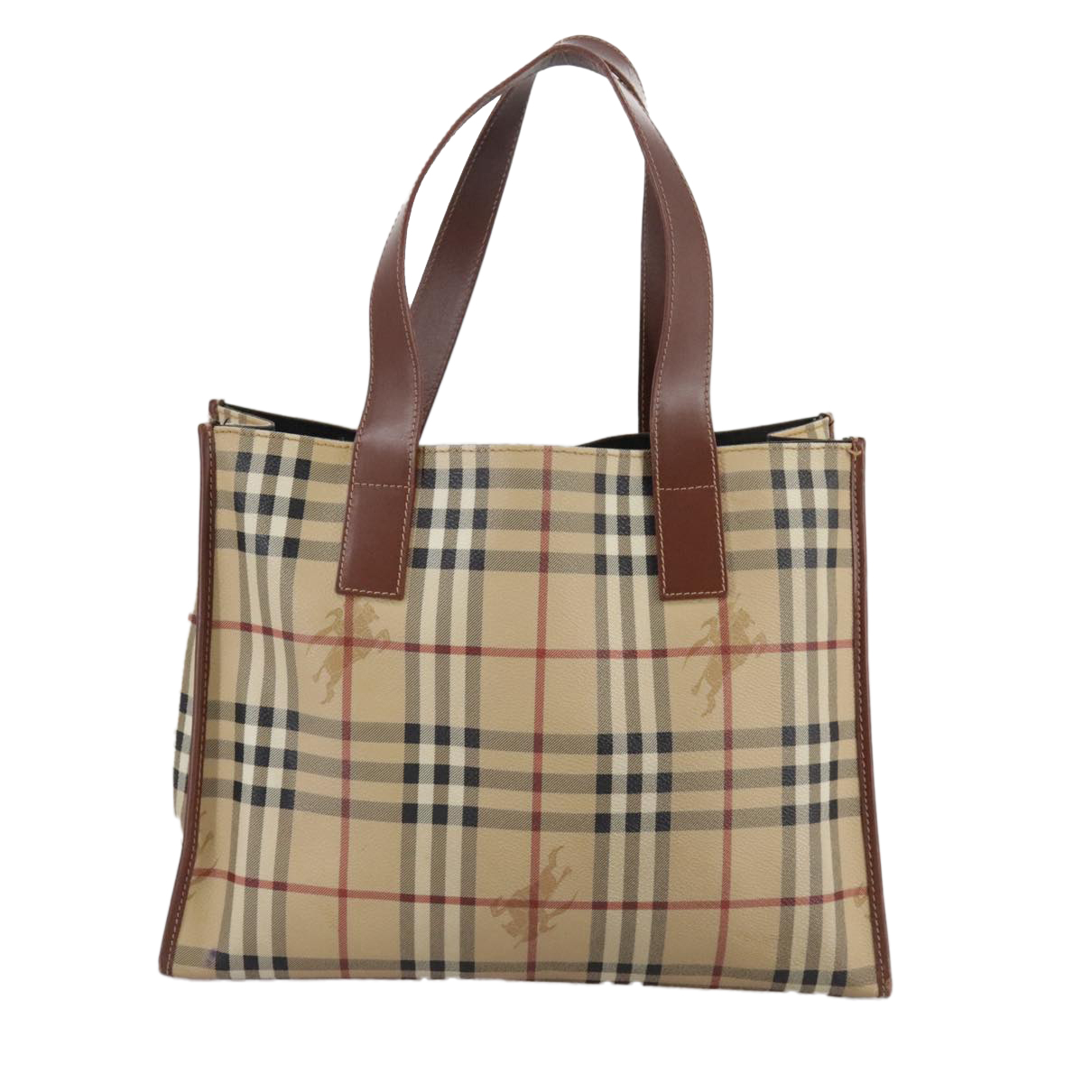 BURBERRY Nova Check Tote Bag PVC Leather Beige Brown gold