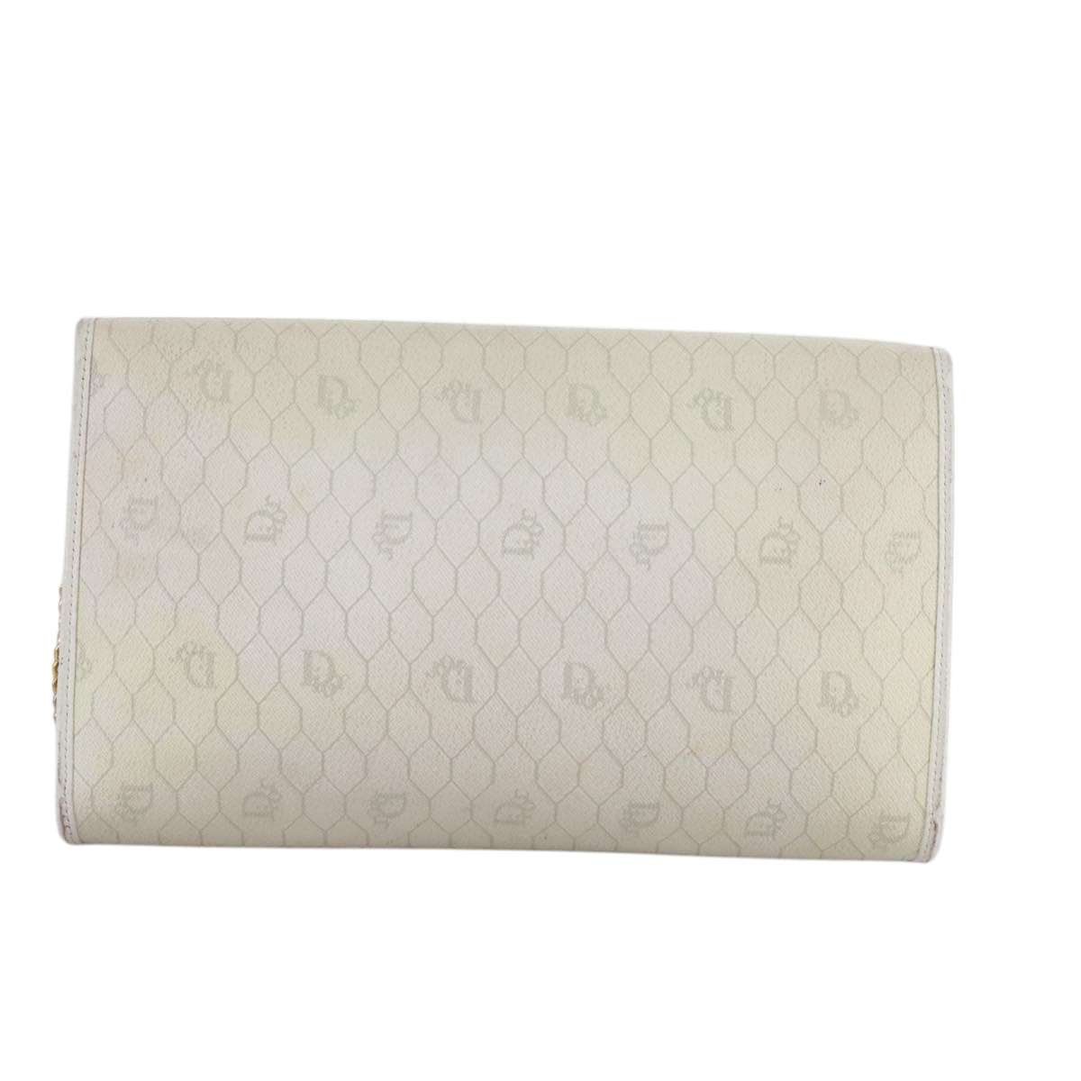 Christian Dior Honeycomb Canvas Chain Shoulder Bag PVC White