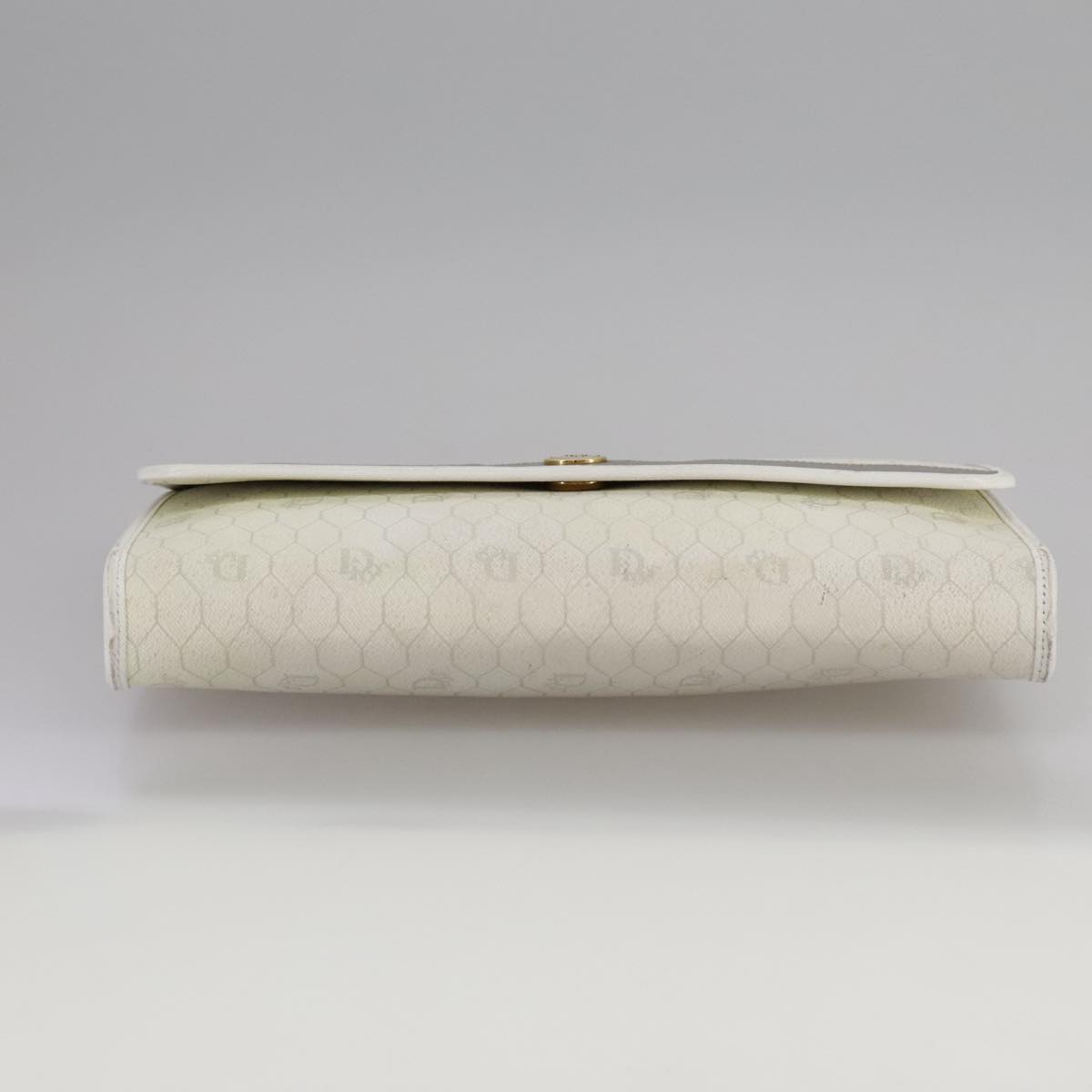 Christian Dior Honeycomb Canvas Chain Shoulder Bag PVC White