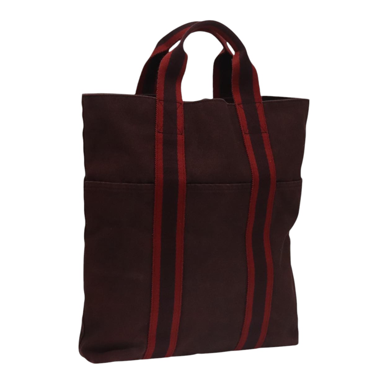 HERMES Fourre Tout Cabass Tote Bag Canvas Red Auth 109347