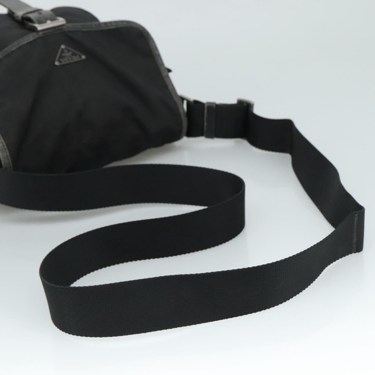 Prada P110JPOOO14CEF0002 関税送料込 PRADA Shoulder Bag Nylon Black Silver Auth 109422 | eBay