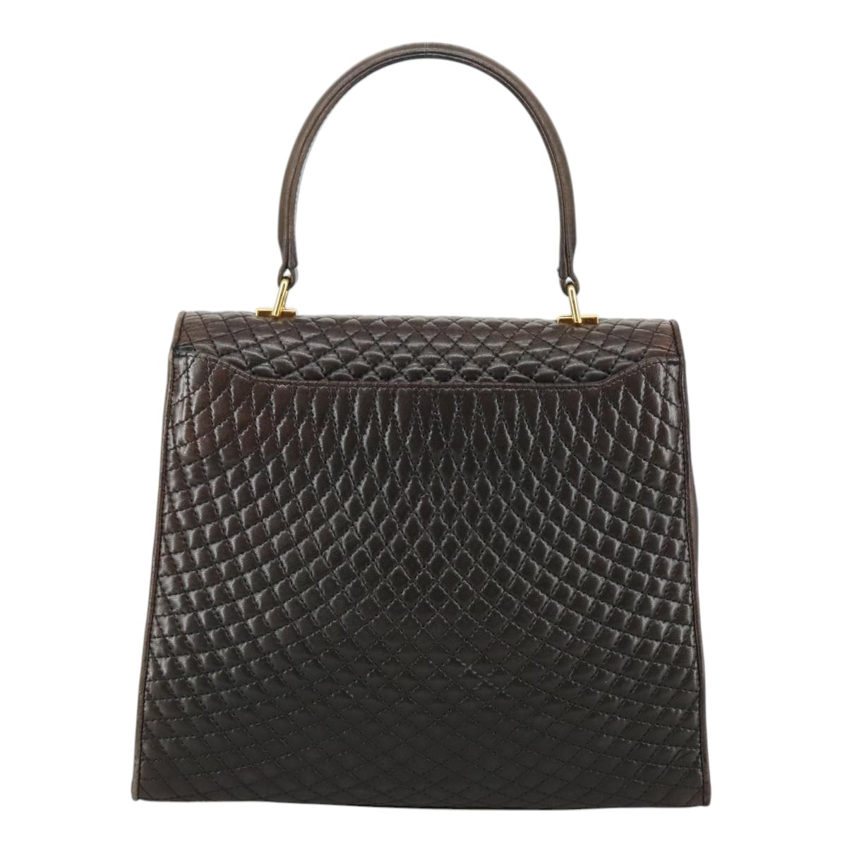 BALLY Hand Bag Leather 2way Brown Gold Auth 109662 | eBay