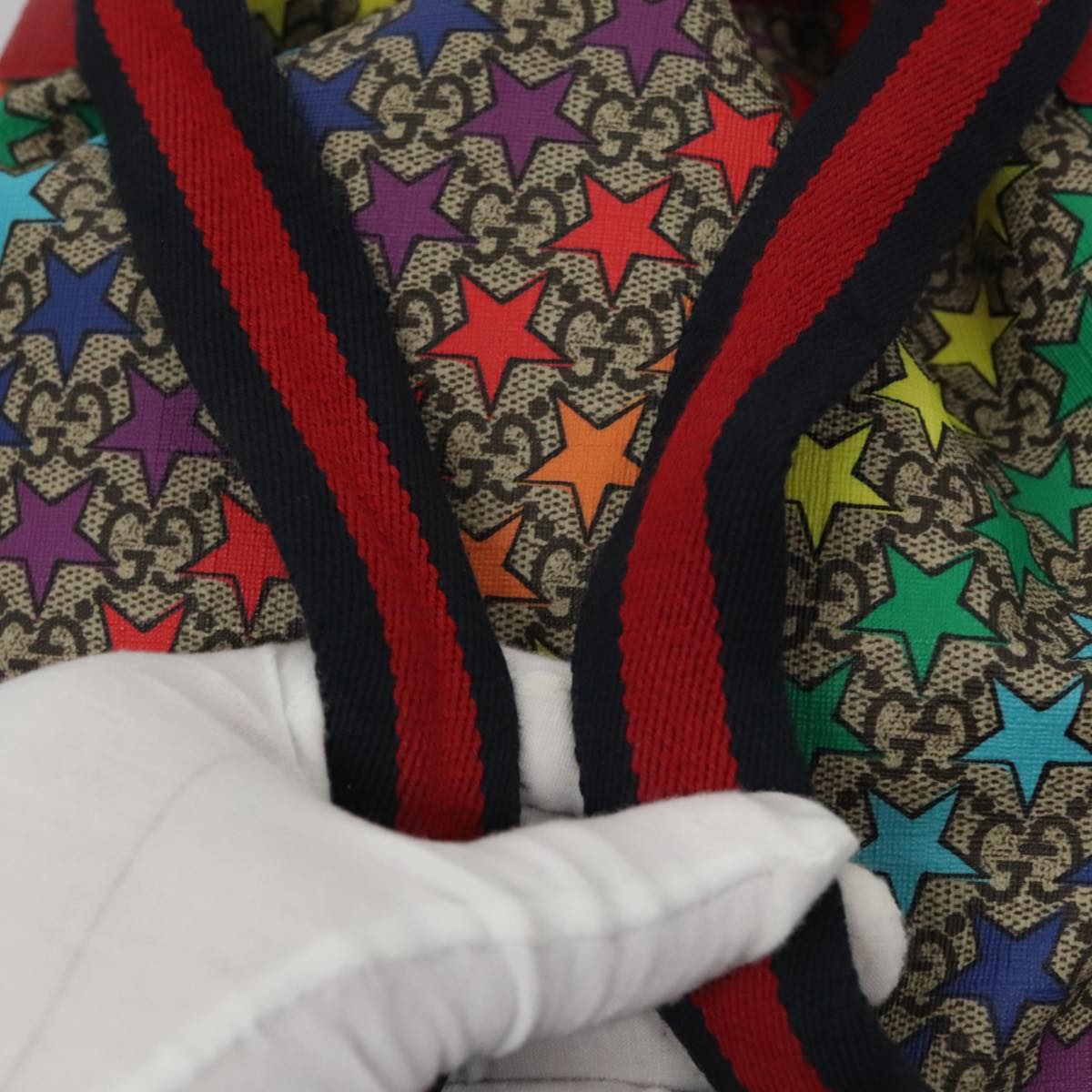 GUCCI GG Supreme Sherry Line Backpack PVC Beige Rainbow  display picture 3