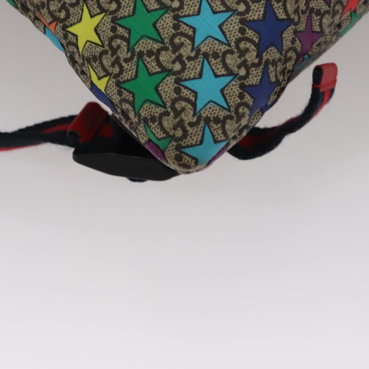 GUCCI GG Supreme Sherry Line Backpack PVC Beige Multicolor 550775 Auth 108606V GUCCI GG Supreme Sherry Line Backpack PVC Beige Rainbow  main image 4