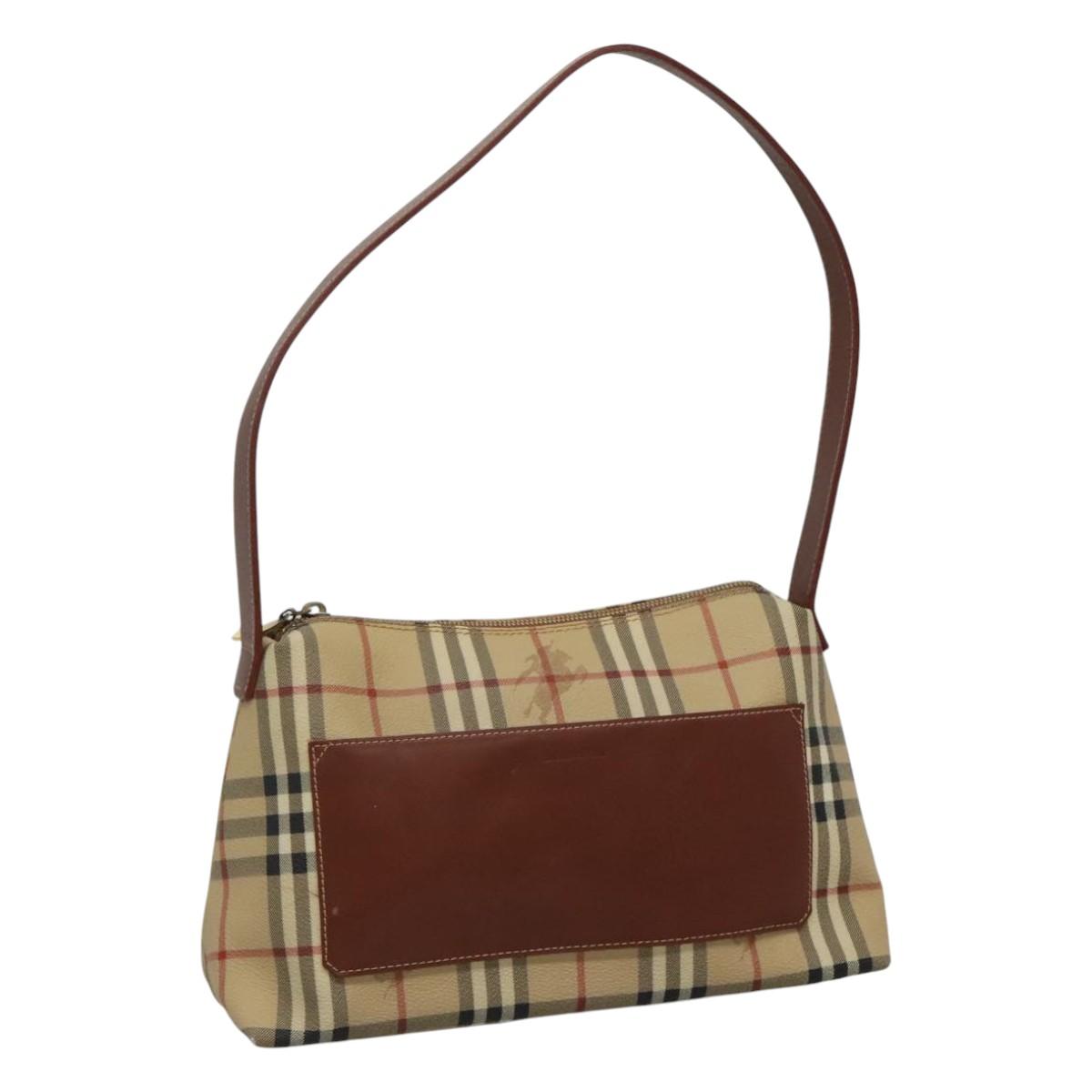 USED Burberry's バーバリー 送料無料 BURBERRY Nova Check Shoulder Bag PVC Leather Beige Brown Auth