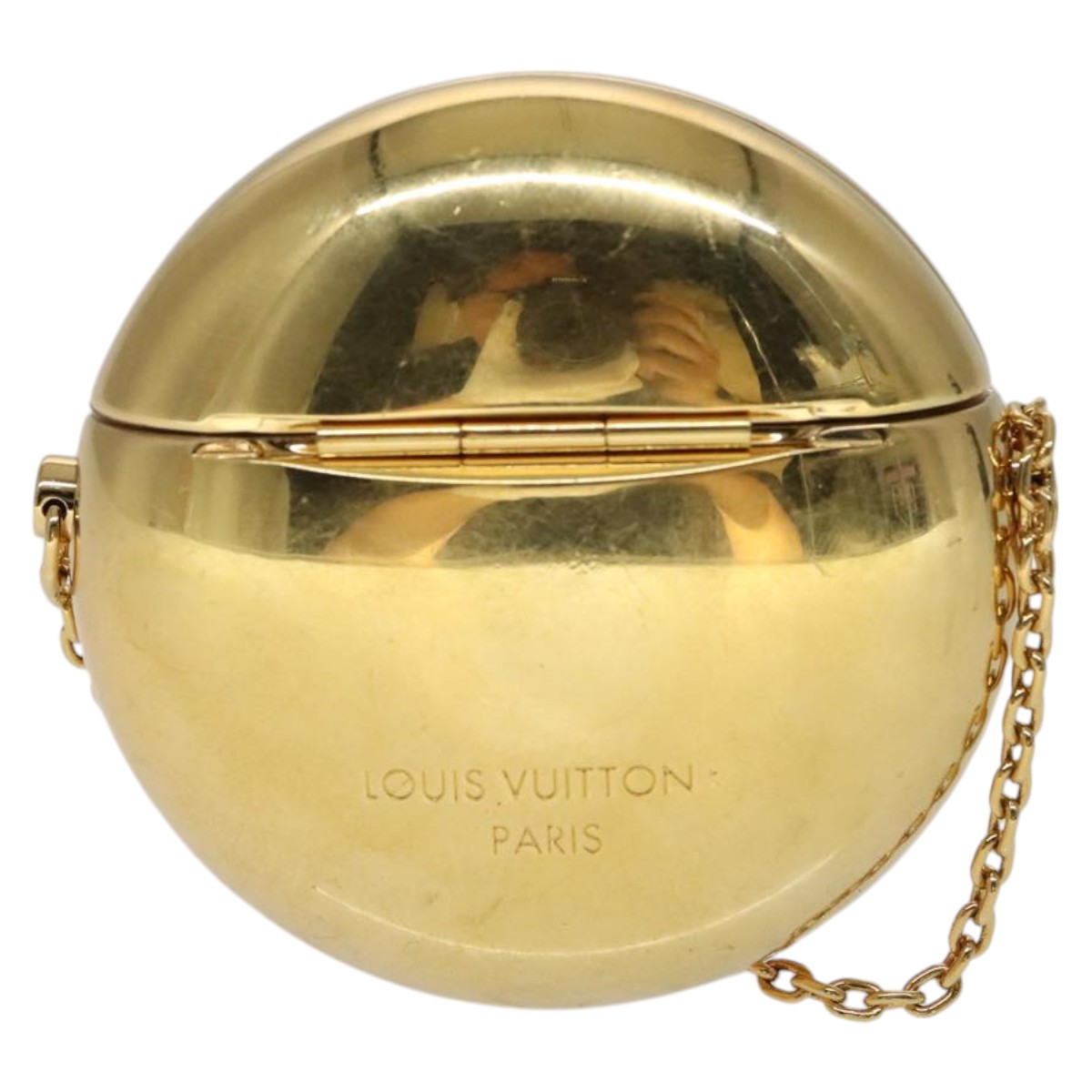 LOUIS VUITTON Air Pods case Pouch metal Gold M01316 LV Auth