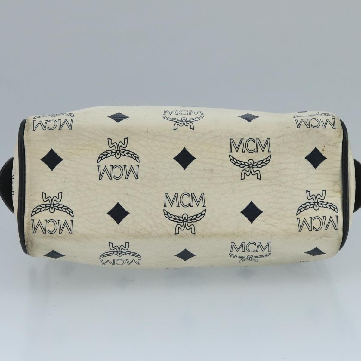 MCM Vicetos Logogram Hand Bag PVC Leather 2way White Navy