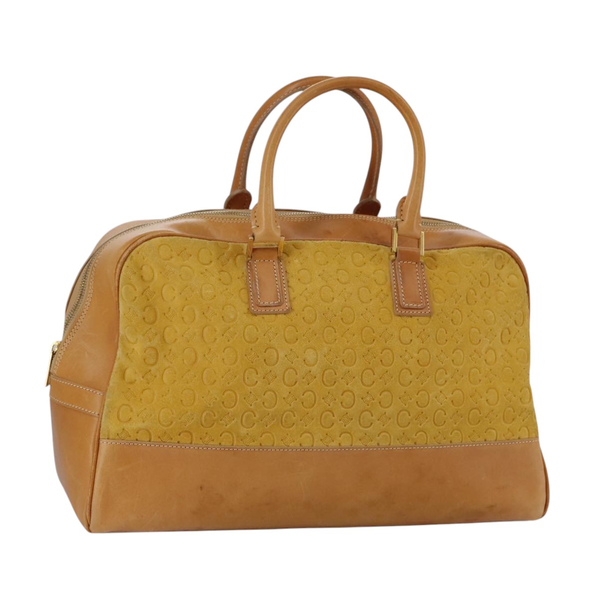 バッグ CELINE C MACADAM SUEDE TOTE HAND BAG CELINE C Macadam Canvas Hand Bag Suede Leather Yellow Gold