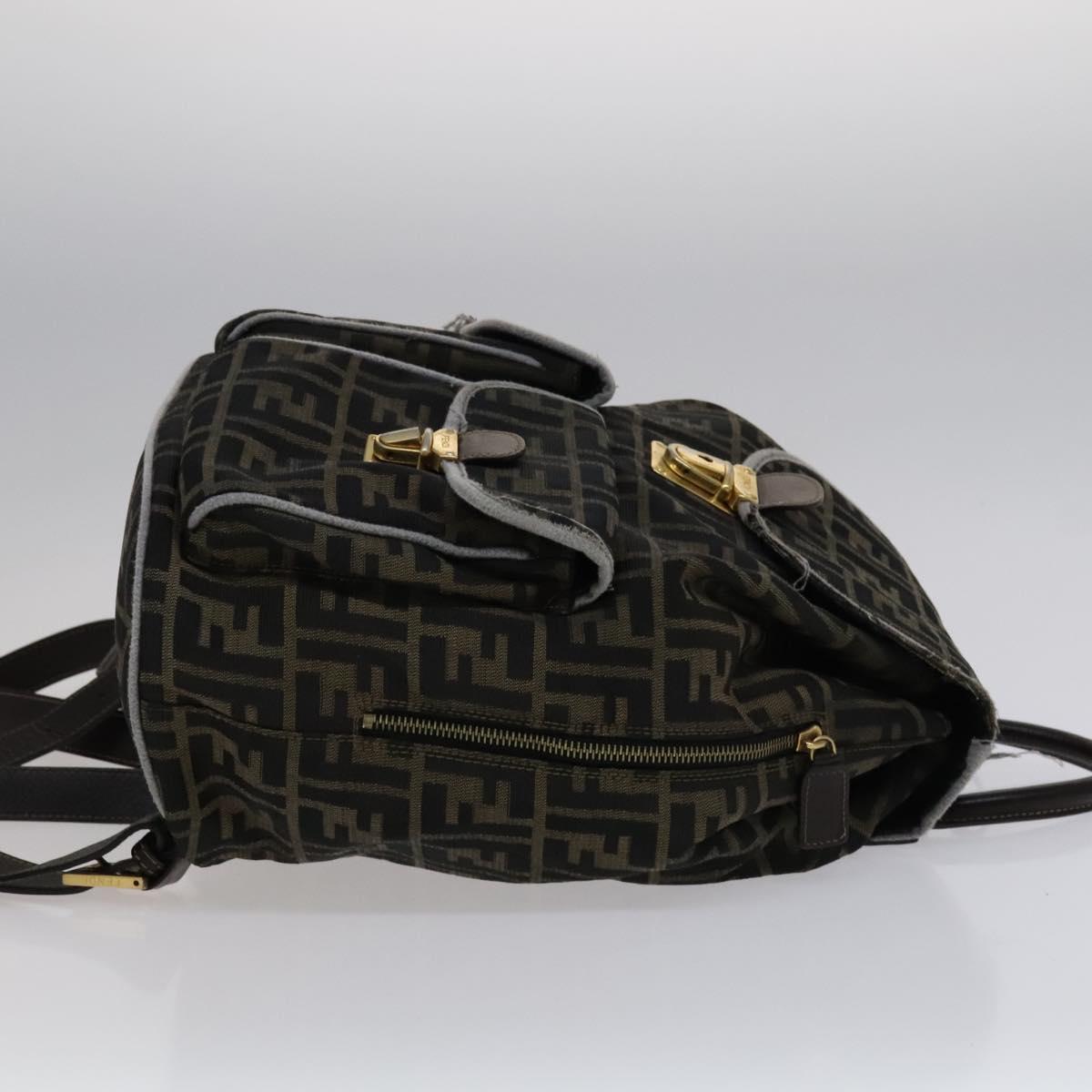 FENDI Zucca Canvas Backpack Brown Black gold Auth 111351 | eBay