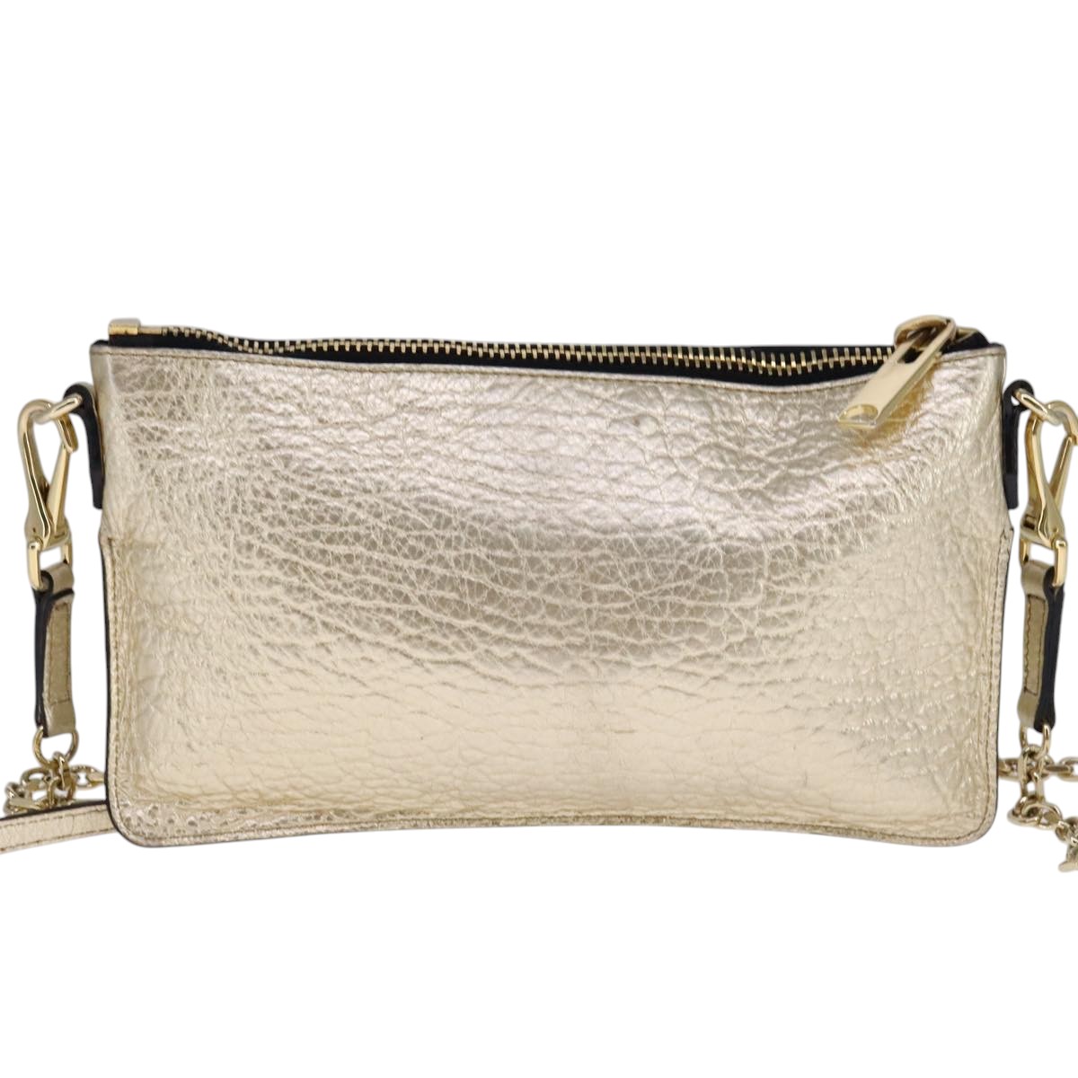 【関税負担】 BURBERRY CHAIN SHOULDER BAG BURBERRY Chain Shoulder Bag Leather Gold Auth 111416 | eBay