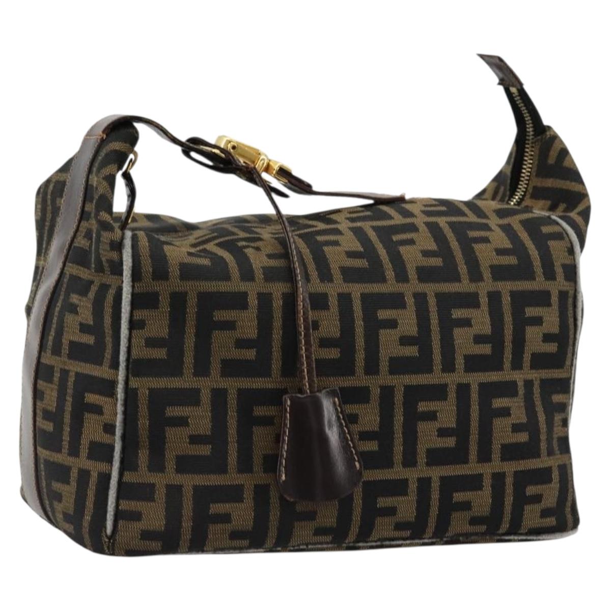FENDI Zucca Canvas Vanity Pouch Brown Black gold Auth 111462 | eBay