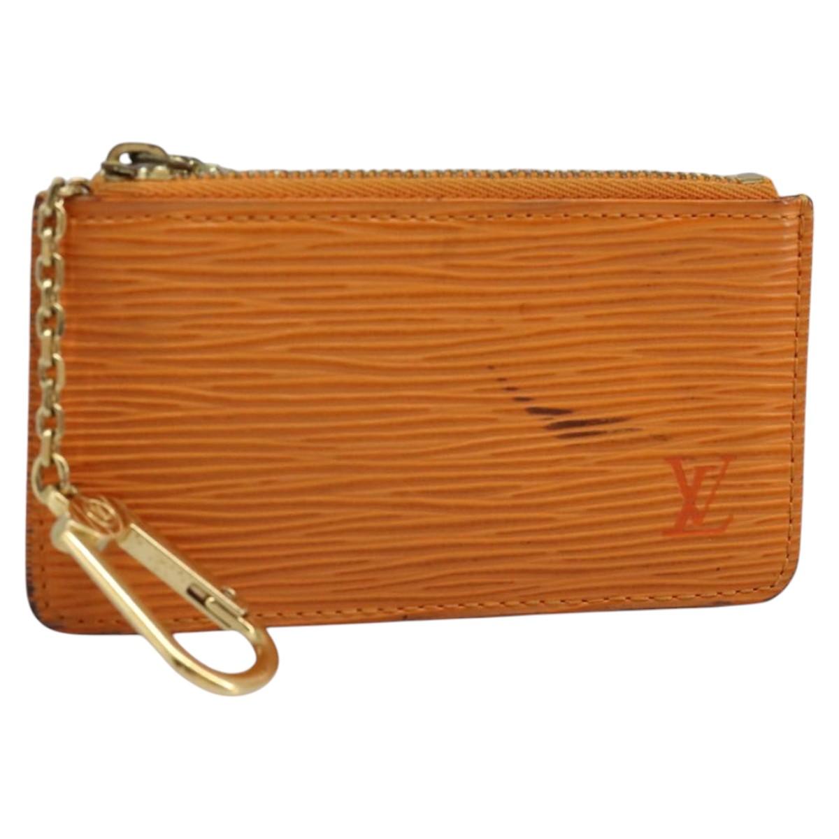 LOUIS VUITTON Epi Pochette Cles Coin Purse Orange Mandarin