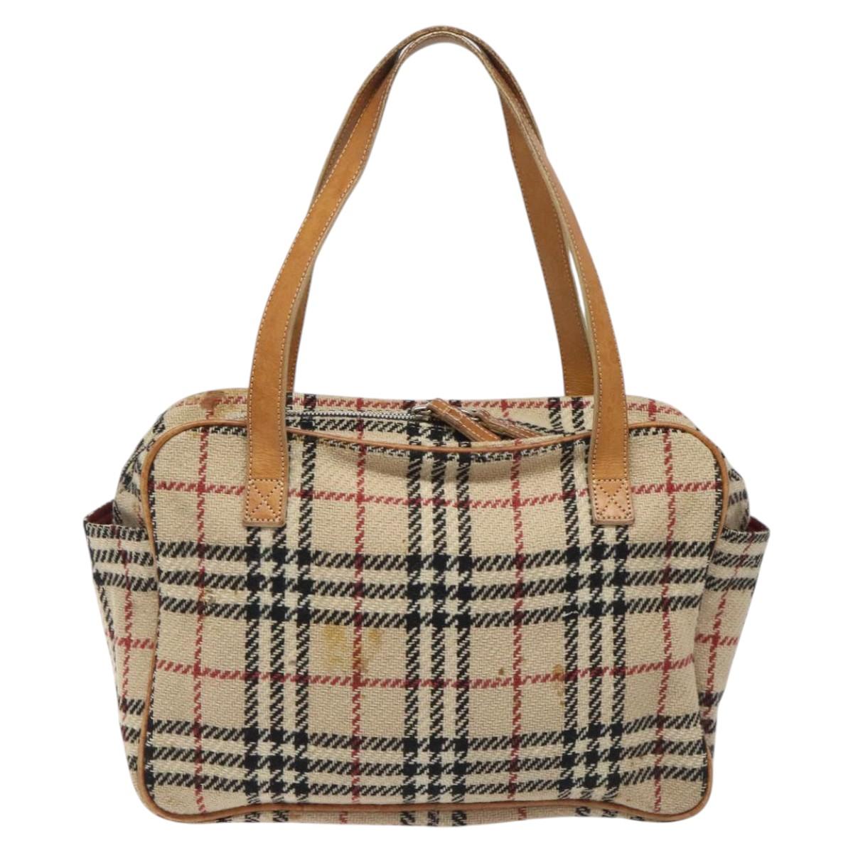 BURBERRY Nova Check Hand Bag Wool Beige Auth 113600 | eBay