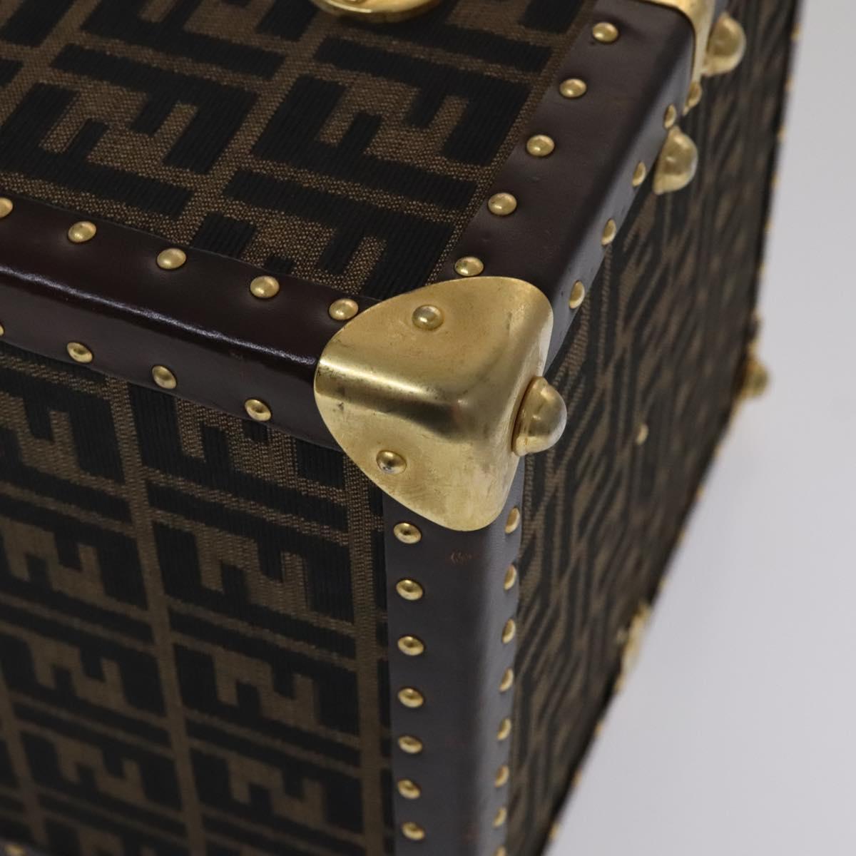 FENDI Zucca Canvas Trunk Jewelry Case Jewelry Box Black Brown Auth